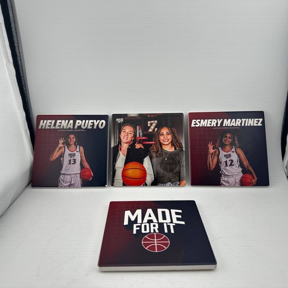 Arizona Wildcats Coasters Set 4 Helena Pueyo Esmery Martinez WBB Playbook NCAA